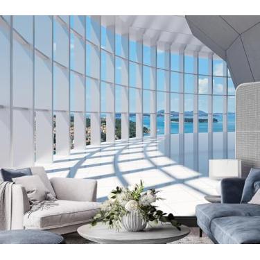 Imagem de AFZEVEB -3D Blue Seascape Wallpaper Space Wall murais para quarto 345.4 cm x 243.8 cm (não descasque e cole)