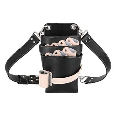 Imagem de barenx Bolsa de cinto de ferramentas de cabeleireiro para salão de beleza, bolsa profissional para ferramentas de cabeleireiro, coldre de pente de tesoura de barbeiro - Preto