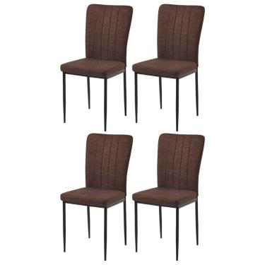 Imagem de Kit 4 Cadeiras V1005 Rivatti 40cm Tecido Marrom-aço Preto