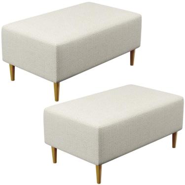 Imagem de Kit 02 Puffs Cléo W01 Pés Palito 90 Cm Linho Champagne