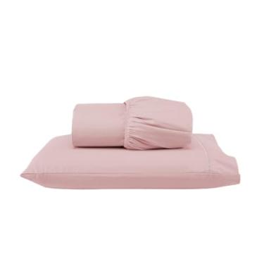 Imagem de Jogo de Lençol Solteiro 2 Peças Micropercal 300 Fios 188x88cm Lençol com Elástico e Fronha em Ponto Palito (Versátil Silmples/Rosê, Jogo Lençol Solteiro 2 Pçs)