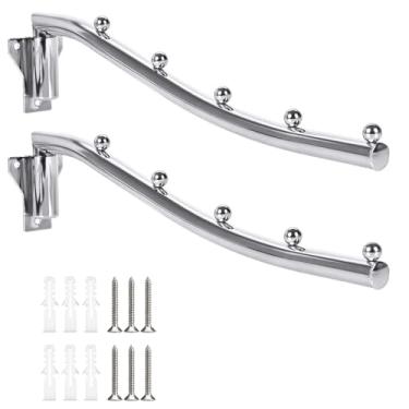 Imagem de Cabides de parede para roupas de aço inoxidável, dobrável, 2 unidades de cabides de lavanderia de metal para armário com braço giratório, organizador de guarda-roupa, gancho para banheiro, quarto,