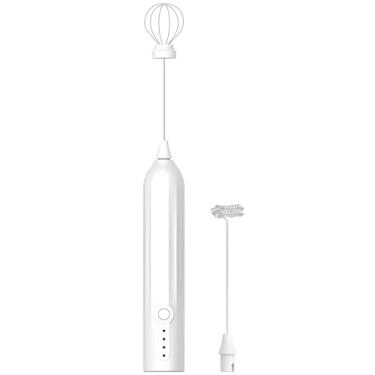 Imagem de Espumador de leite portátil com carregamento USB, batedor de espuma de café de aço inoxidável, batedor duplo, controle de um toque, portátil e sem fio, ideal para lattes e cappuccinos