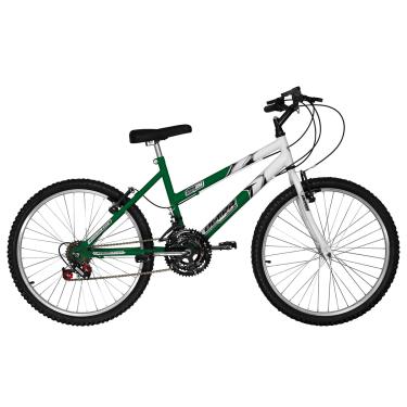 Imagem de Bicicleta de Passeio Ultra Bikes Esporte Bicolor Aro 24 Reforçada Freio V-Brake – 18 Marchas Verde/Branco