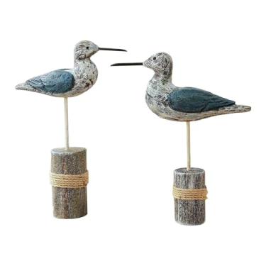 Imagem de Generic 2x Estatuetas de Gaivotas em Madeira - Esculturas Decorativas para Sala de Estar, Lareira, Armário ou Entrada
