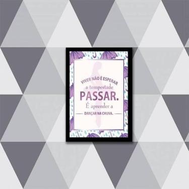 Imagem de Quadro Viver É Aprender A Dançar Na Chuva 45X34 Vidro Preta - Quadros 