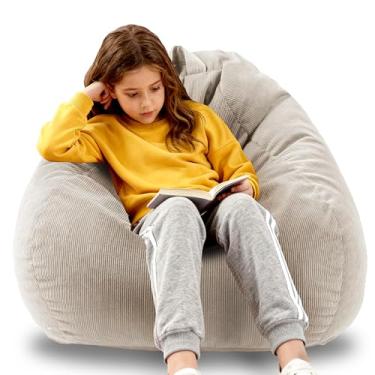 Imagem de Gurxien Bean Bag Cadeira infantil confortável sofá redondo com espuma de memória para leitura sofá de jogos para sala de estar quarto