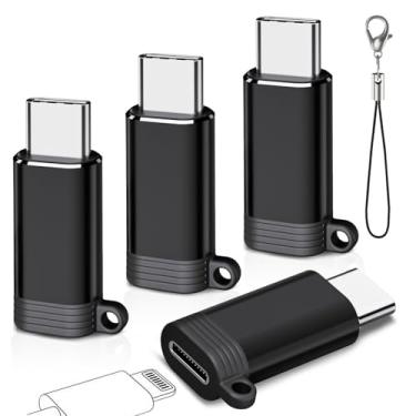 Imagem de AKAHORI Pacote Com 4 Adaptadores Lightning Para Usb-C, Conversor De Carregamento Apple Tipo Fêmea E Macho, Qc3.0 Fast Compatível Iphone, Ipad Android (Sem Suporte Pd)