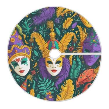 Imagem de Blueangle Saia de poliéster macio com estampa de máscaras de carnaval de 118 cm para decoração de carnaval (23)