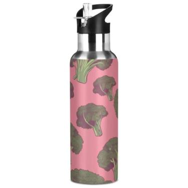 Imagem de Blueangle Garrafa de água de aço inoxidável com padrão de brócolis de 947 ml - Garrafa esportiva de metal isolada à prova de vazamento para academia, acampamento, fitness ao ar livre e viagens (558)