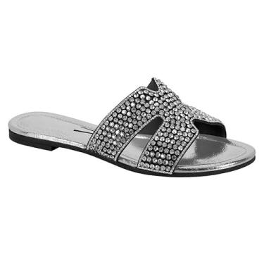 Imagem de Sandália Rasteira Vizzano com Cristais (Prata, BR, Adulto, Numérico, M, 39)