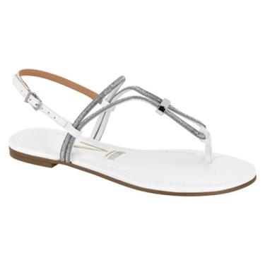 Imagem de Sandália Rasteira Feminina Vizzano – Metalizada, Leve e Confortável (Branco, BR, Adulto, Numérico, 37)