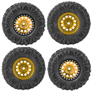 Imagem de Ainoli 4pcs RC Crawler Pneu de borracha de metal acessório de cubo de roda adequado para carro RC 1/10 2,2 polegadas (Laranja)