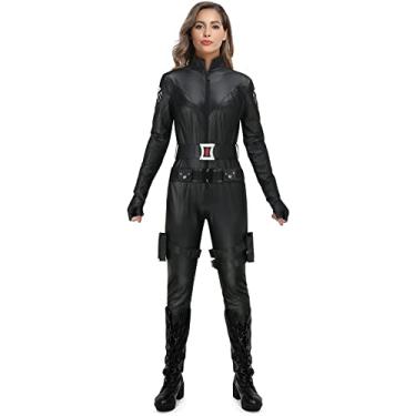 Imagem de NIHONCOS Macacão feminino preto para fantasia de uniforme e cinto conjunto completo de cosplay para festa de Halloween, Preto, Small