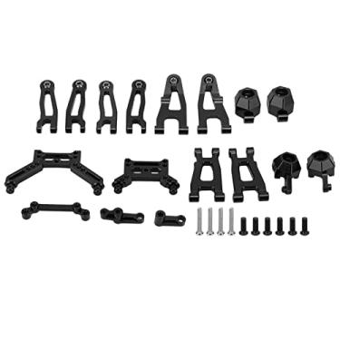 Imagem de CUOFYUNL 1 par/conjunto Kit de suporte de suspensão de montagem de eixo de grupo de copo de direção de braço oscilante para carro SG1603 SG1604 1/16 RC (Preta)