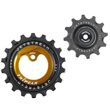 Imagem de TRiPEAK Conjunto de polia de roda Jockey de rolamento de cerâmica grande 12/18T para câmbio traseiro da série Shimano R92xx, cor dourada
