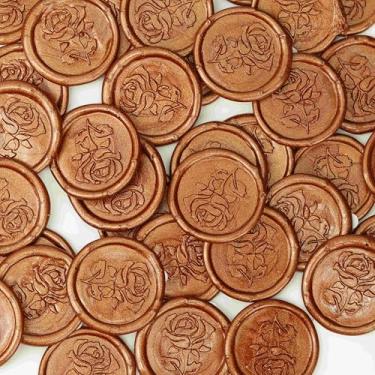 Imagem de Eagle Epic Pacote com 25 adesivos de selo de cera dourada rosa para envelopes, acessórios de convite de casamento, carimbos de cera, selos de selos, selante de envelope, graduação, cartão de festa de