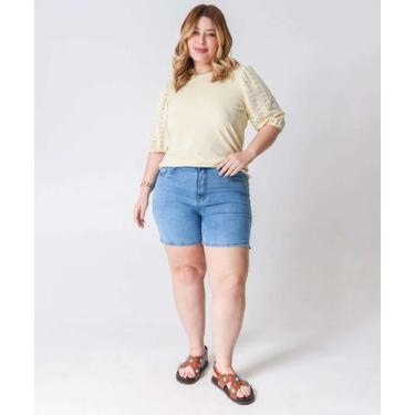 Imagem de Bermuda Plus Size Feminina Jeans Sawary Azul-75026, Jeans azul, 48