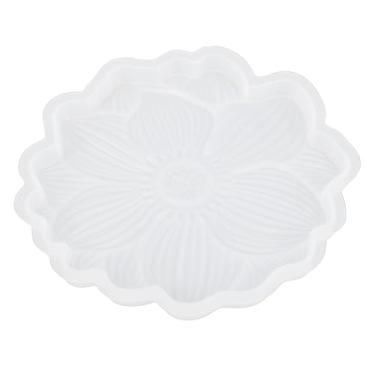 Imagem de Asixxsix Molde de Resina de Silicone de Flor, Molde de Porta-copos de Silicone Flexível Reutilizável, Molde de Bandeja Floral, Moldes de Fundição de Resinas Epóxi Em Forma de Flor para (L)