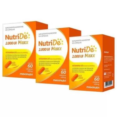 Imagem de Kit 3 Caixas NutriDê Vitamina D Maxx 2000UI 60 Cápsulas - Maxinutri - 