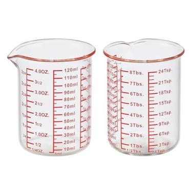 Imagem de Copo de medição de vidro borossilicato alto em forma de V, copo de medição de vidro para cozinha ou restaurante, fácil de ler, 120 ml (113 g)