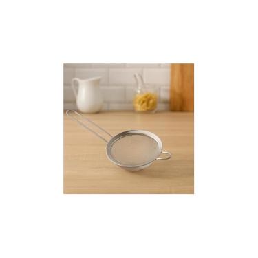Imagem de Peneira de Cozinha, Aço Inox, 8cm Diâmetro, 19cm Altura, Malha Fina, Cabo Longo, 29g