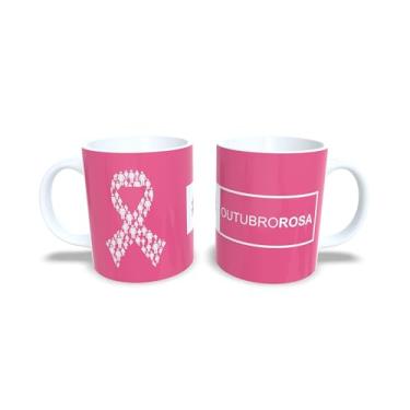 Imagem de Caneca de Cerâmica 325ml Outubro Rosa, Tema Conscientização, Acabamento Brilhante, Resistente a Microondas, Reutilizável (1085)