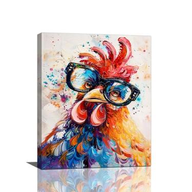 Imagem de Banksy Chicken Wall Art Galo, imagens engraçadas, tela de galo, decoração de parede, pintura de galo, decoração de arte moderna, para cozinha, sala de estar, quarto, banheiro, escritório, 40,6 x 50,8