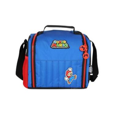 Imagem de Lancheira Super Mario Bros Térmica Meninos Passeio Escolar, Azul