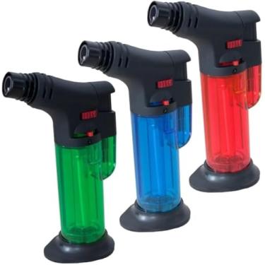 Imagem de Mini Maçarico à Gás Recarregável com Trava e Regulador de Chamas, 11cm x 6cm, 60g, para Culinária e Artesanato