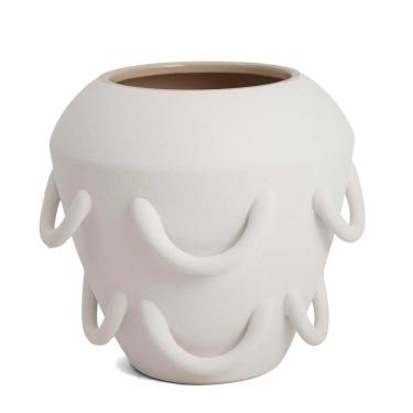 Imagem de Vaso Em Cerâmica Branco Com Sobressalências 21cm Mart