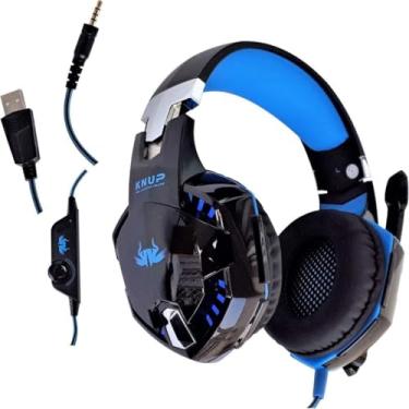 Imagem de Headset Gamer KP-455A com LED, Microfone Flexível, 50mm, 2m de Cabo, Preto e Vermelho