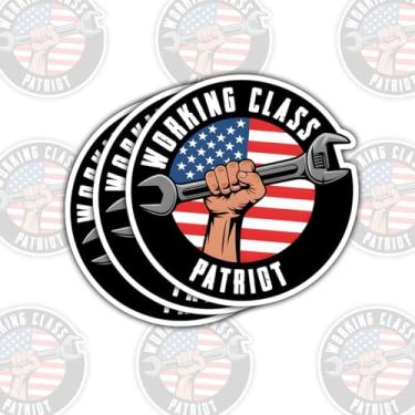 Imagem de Adesivo patriota da classe trabalhadora, 3 peças, bandeira americana, punho segurando, chave, colarinho azul, orgulho comerciante, mecânico, soldador, sindicato, trabalhador, EUA, decalque de apoio ao