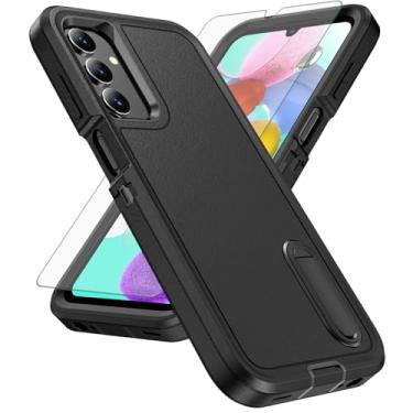 Imagem de Asuwish Capa de celular para Samsung Galaxy A15 5G com protetor de tela de vidro temperado, suporte oculto híbrido, resistente, à prova de choque, rígida, proteção resistente A 15 15A SM-A156U