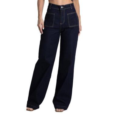 Imagem de Calça Jeans Sawary Wide Leg - 282030 - Azul escuro 42, Azul, 42