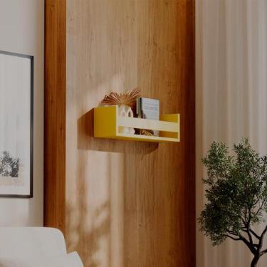 Imagem de Prateleira Porta Livro Amarela 50 x 12cm Suporte Invisivel - Mercado d