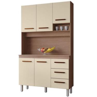 Imagem de Kit De Cozinha 5 Portas 3 Gavetas Com Nicho Vitorina Savana / Off Whit