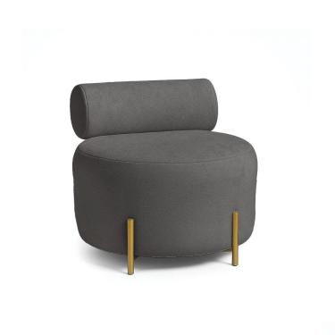 Imagem de Poltrona Sala Ilha Orgânica éden Pé Aço Lateral Dourado Bouclê Grafite E03 - D'rossi
