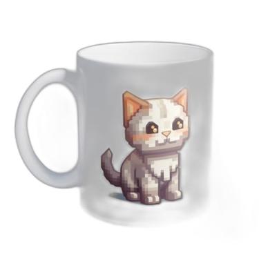 Imagem de Caneca Xícara de Café Porcelana 300ml Com Desenho Cute Cat Pixel