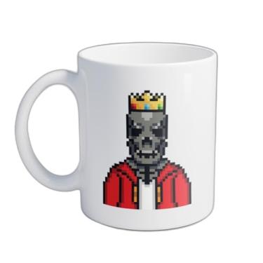 Imagem de Caneca Xícara de Café Porcelana 300ml Com Desenho De Caveira Vestindo Terno
