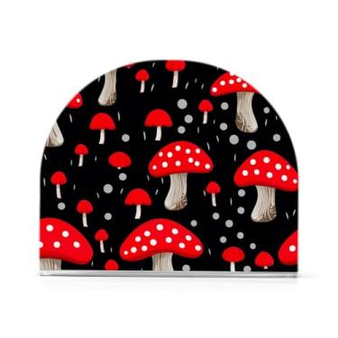 Imagem de Porta-guardanapos de plástico com cogumelos vermelhos, porta-guardanapos de convidados para banheiro, porta-guardanapos de bar para guardanapos de papel de jantar