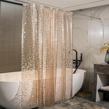 Imagem de Cortina de Box Banheiro com Ímã Antimofo Transparente Resistente com Ilhós (Transparente Marrom)