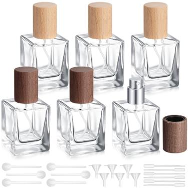 Imagem de Teenyyou Pacote com 6 frascos de perfume de vidro vazios de 30 ml, frascos atomizadores, de colônia, vazios, recarregáveis, dispensadores de perfume vintage, recipientes de fragrância, pulverizador de