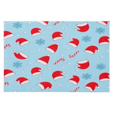 Imagem de Wassud Tapete de porta de chapéu de Papai Noel 61 x 89 cm, tapete de área lavável antiderrapante com suporte de borracha, tapete macio e macio para sala de estar, quarto, entrada, entrada
