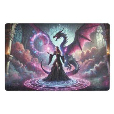 Imagem de Joisal Sorcerer Dragon Magic Tapetes internos para entrada de casa tapete de boas-vindas durável, tapete de área pequena 81 x 50 cm