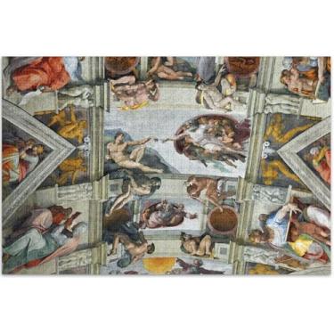 Imagem de Quebra-cabeça Michelangelo para teto, capela sistina, 500 peças, presentes para adultos, quebra-cabeças legais para adultos, pintura animal, 51 x 35 cm