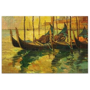 Imagem de Quebra-cabeças de pintura gôndolas Itália Veneza 1000 peças para adultos presentes quebra-cabeças exclusivos para adultos pintura animal