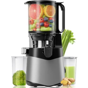 Imagem de Máquina de extrator de suco de chute de alimentação larga com 400 W, juicer de alto suco de suco, suco lento para todos os vegetais e frutas, cinza escuro