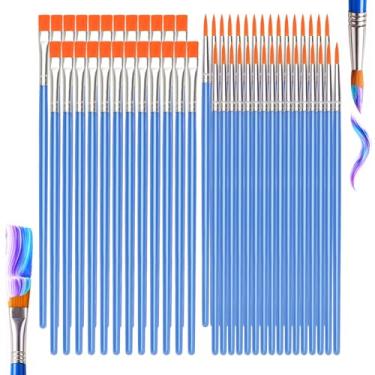 Imagem de Pincéis de tinta a granel, 160 peças de pincéis redondos de ponta plana para pintura acrílica, conjunto de pincéis para pintura, óleo, aquarela, terno perfeito para pintura artística, arte de unhas de