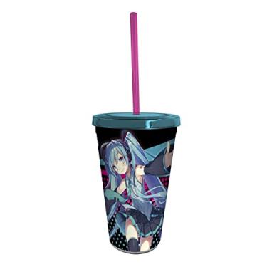 Imagem de ABYstyle Hatsune Miku 473 ml Copo de acrílico de plástico para carnaval com canudo reutilizável e tampa à prova de vazamento anime livre de BPA presente essencial para casa e cozinha